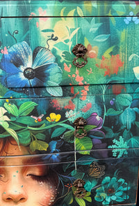 Lila II Botanical Black Noir Decoupage Tallboy 