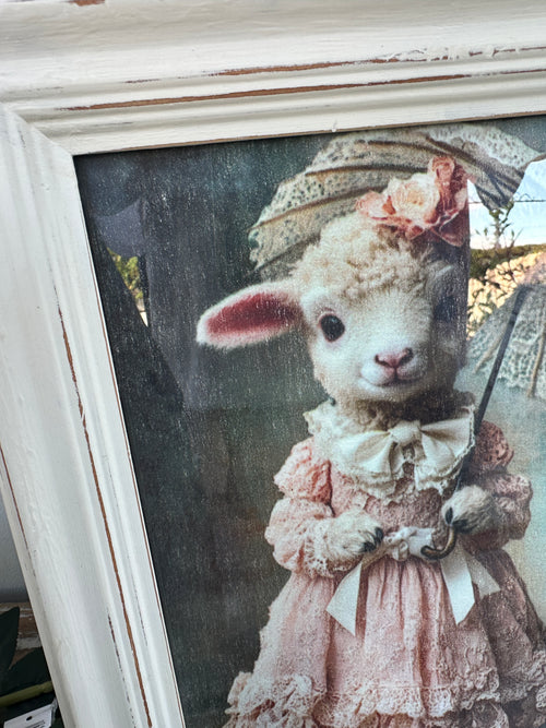 Pink dress lamb Artwork framed