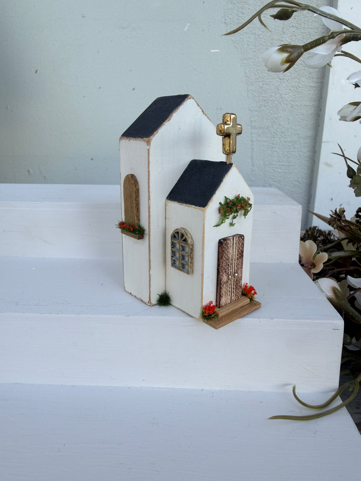 Miniature Handmade Church series red Steeple