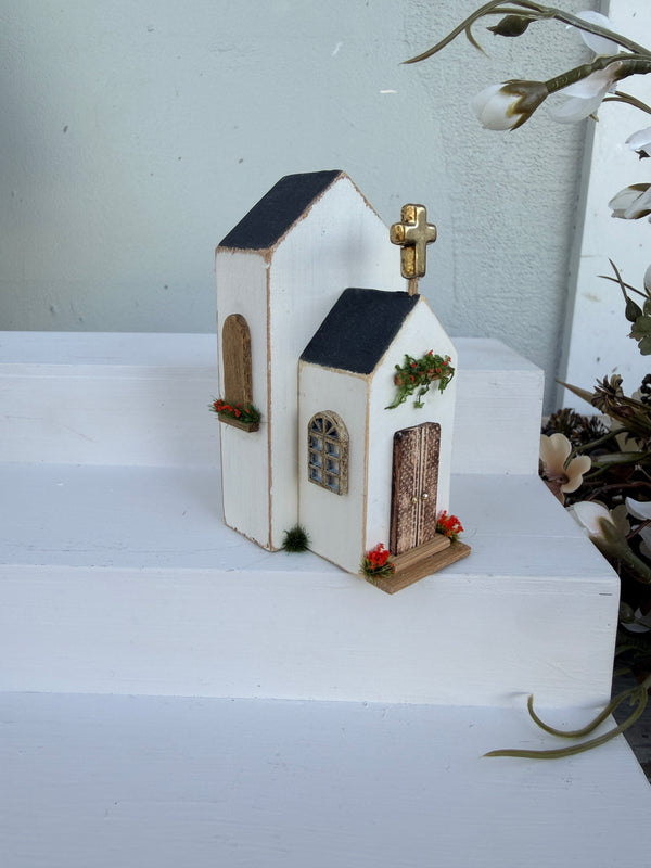 Miniature Handmade Church series red Steeple