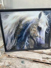 Spirit Horse large framed decoupage w non reflective glass