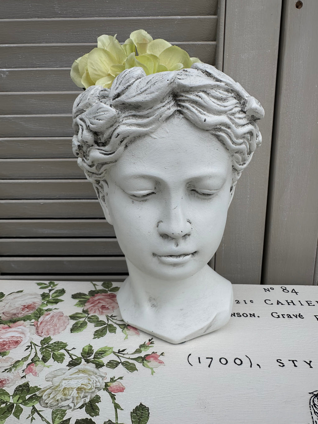 Grecian Lady Head Planter / Vase White painted