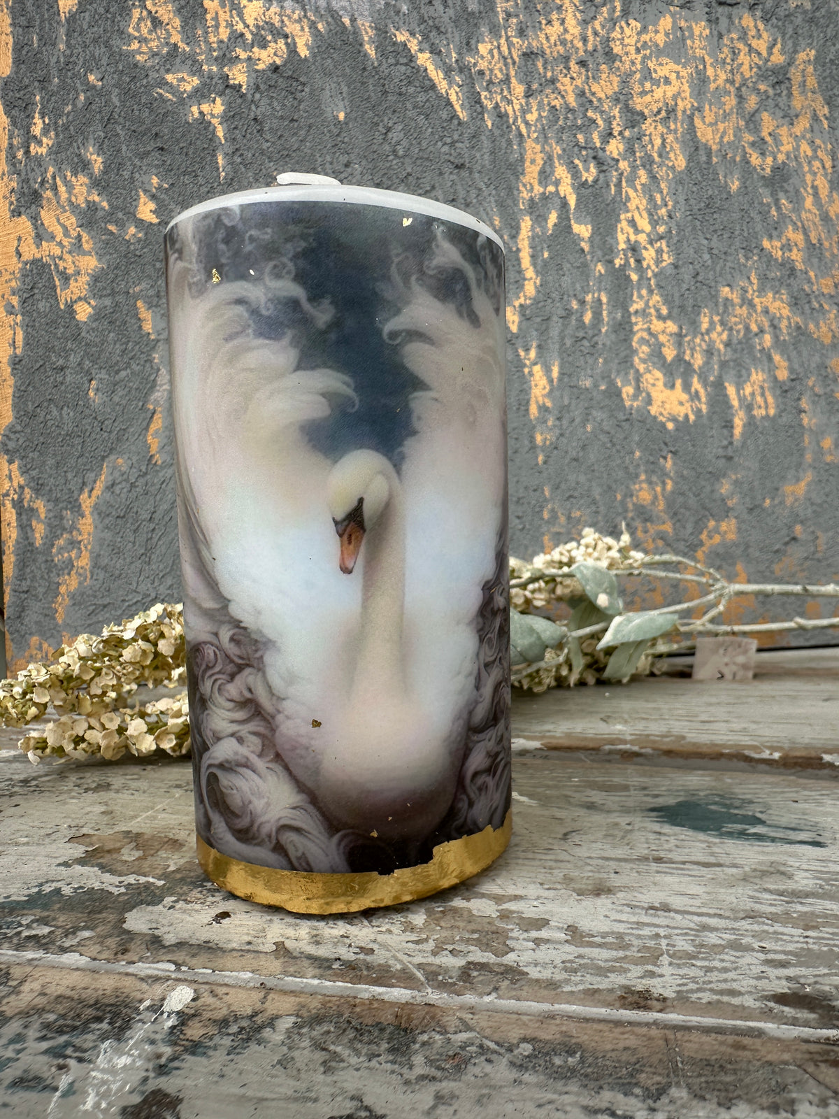 Gliding Swan Candle Tall