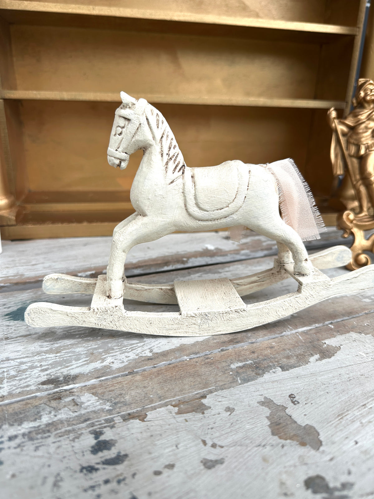Wooden painted rocking horse