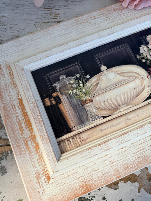 French look framed picture with ceramic urn