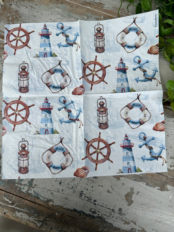 Welcome Aboard Napkin for Decoupage