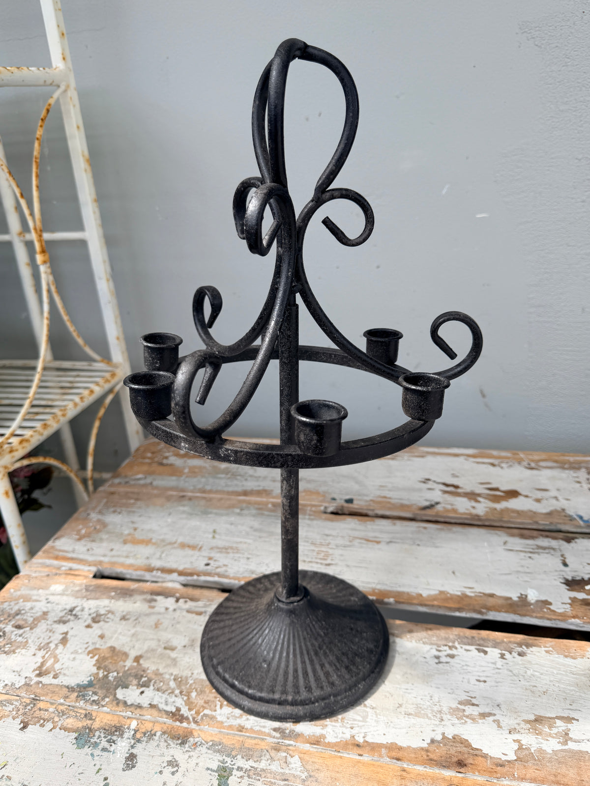 Rustic Cast Iron Circle Candelabra
