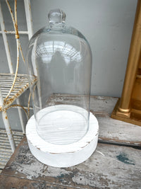 Glass Cloche on solid wood base COLLECT ONLY