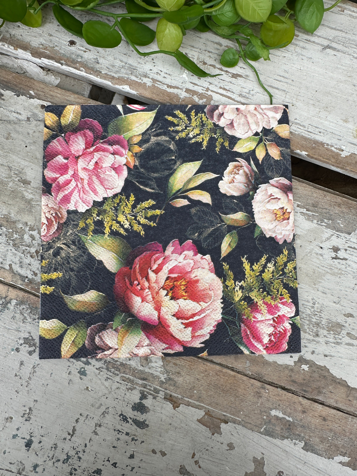 Peonies composition Black Napkin for Decoupage