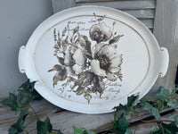 Shabby Chic White Oval Tray