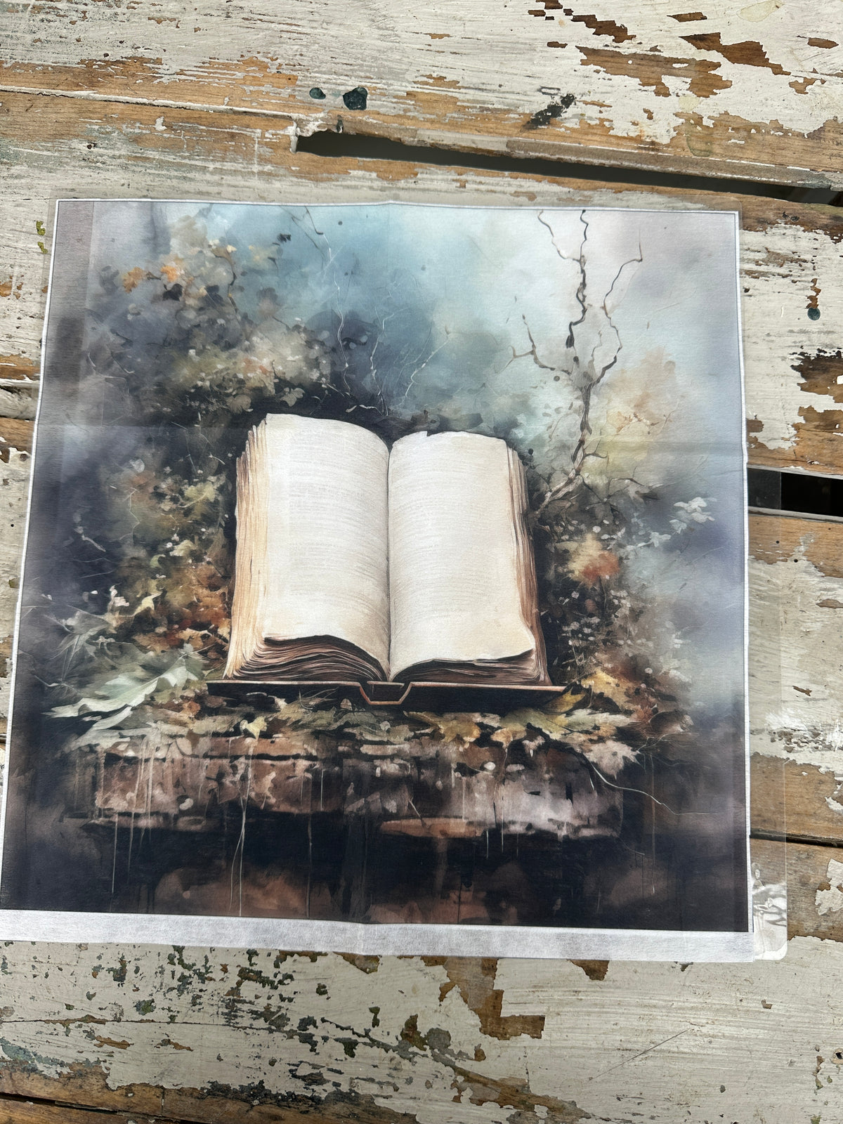 Shabby Teal Read Square Paper for Decoupage