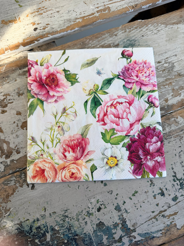 Pink Peonies Napkin for Decoupage