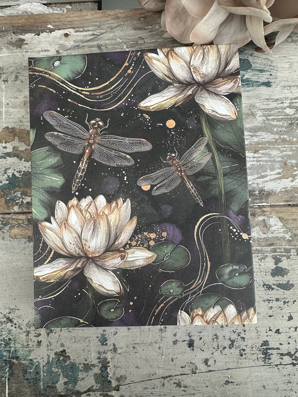 Jotter Pad Dragonflies at Night with floral and dragonfly design 