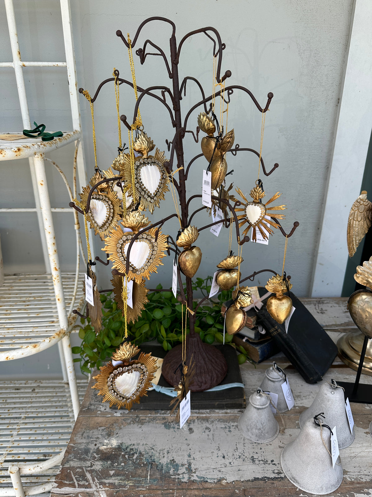 Burst Heart Jewelled with Stone hanging French Country