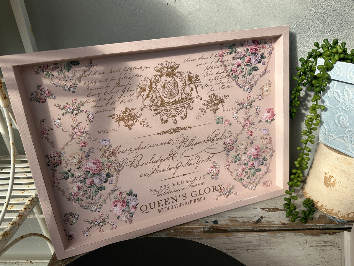 Pink Wooden Queens Glory tray