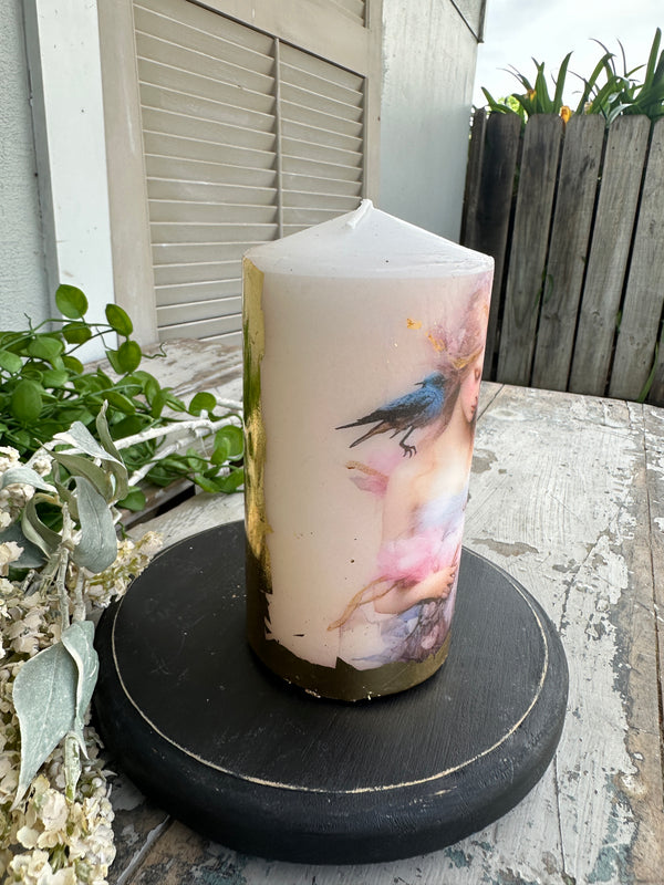 Blue Bird Girl Candle Small