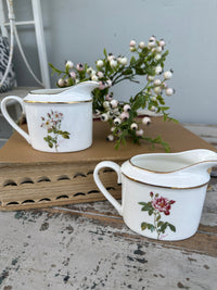 Ceramic Floral Jug w gold rim