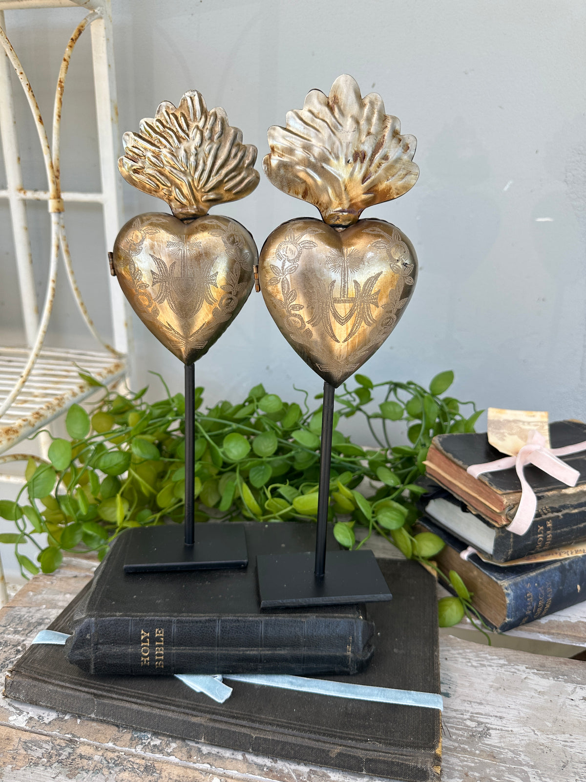 Milagro Heart Locket on Black Stand