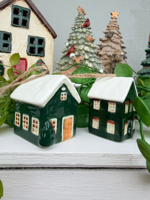 Hanging Mini ceramic village Green houses