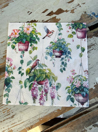 Flower Baskets Hanging Napkin for Decoupage