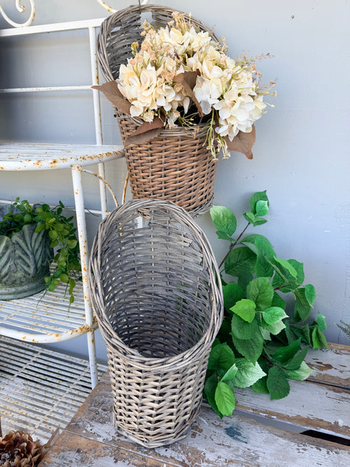 Hanging Wall Baskets Willow Greywash