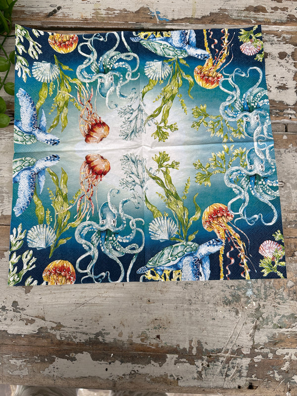 Deep Blue Sea Napkin for Decoupage