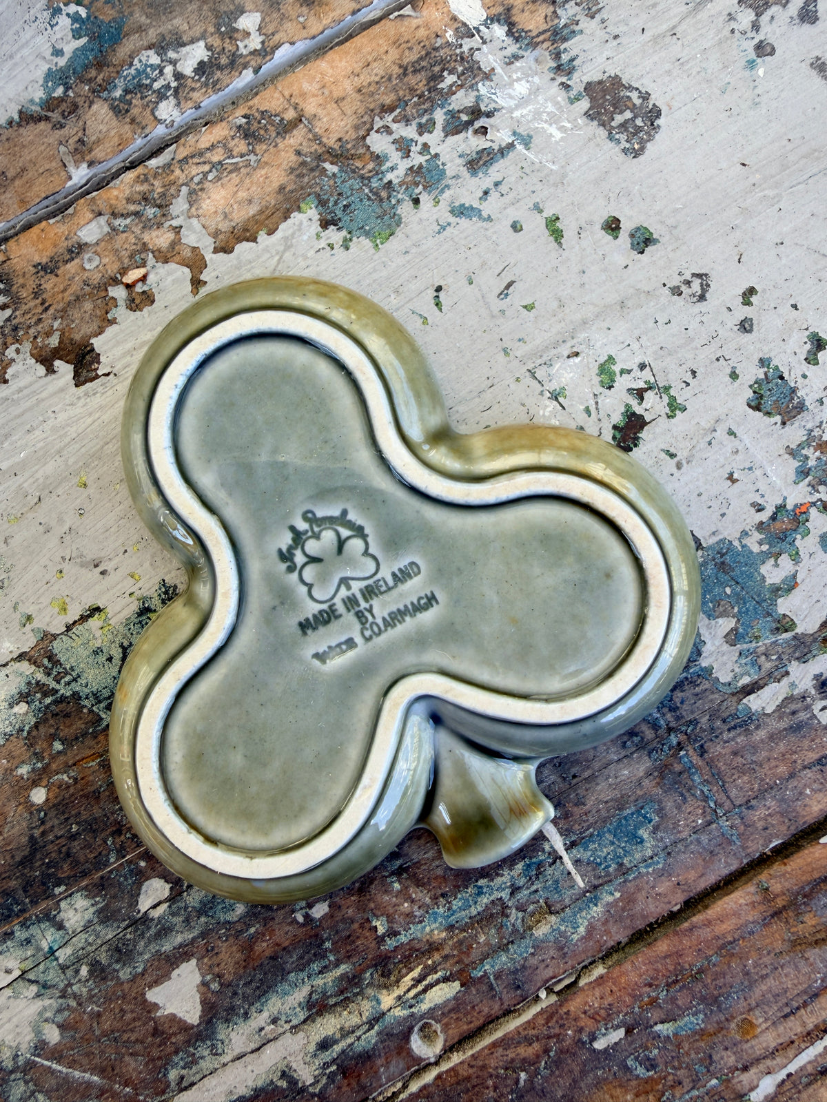 Shamrock (three leaf clover) ceramic dish Wade