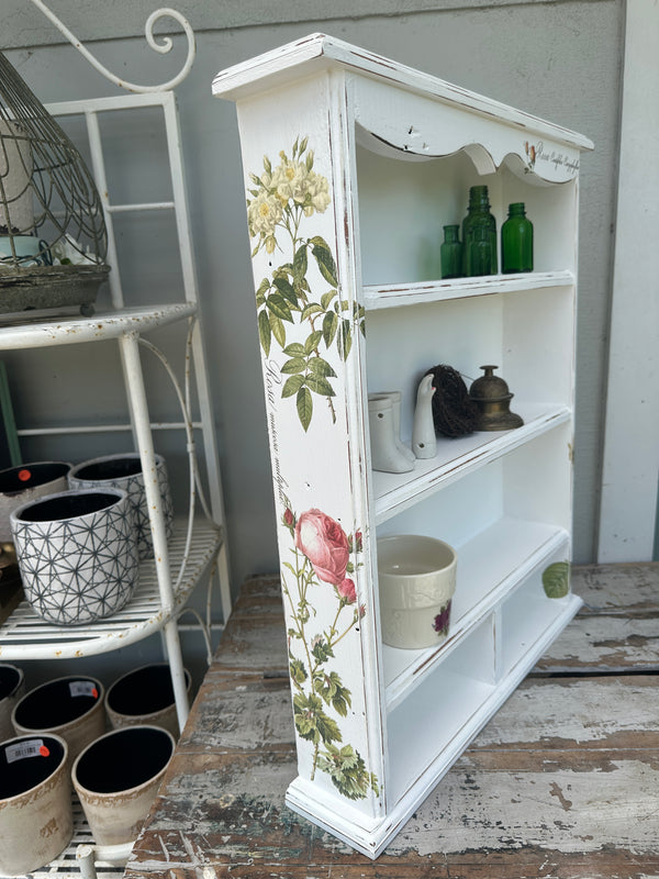 Tabletop Shelf in White with Florals