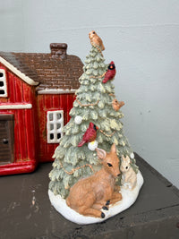 Christmas Tree Classic Green w Deer and Birds