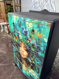 Lila II Botanical Black Noir Decoupage Tallboy 