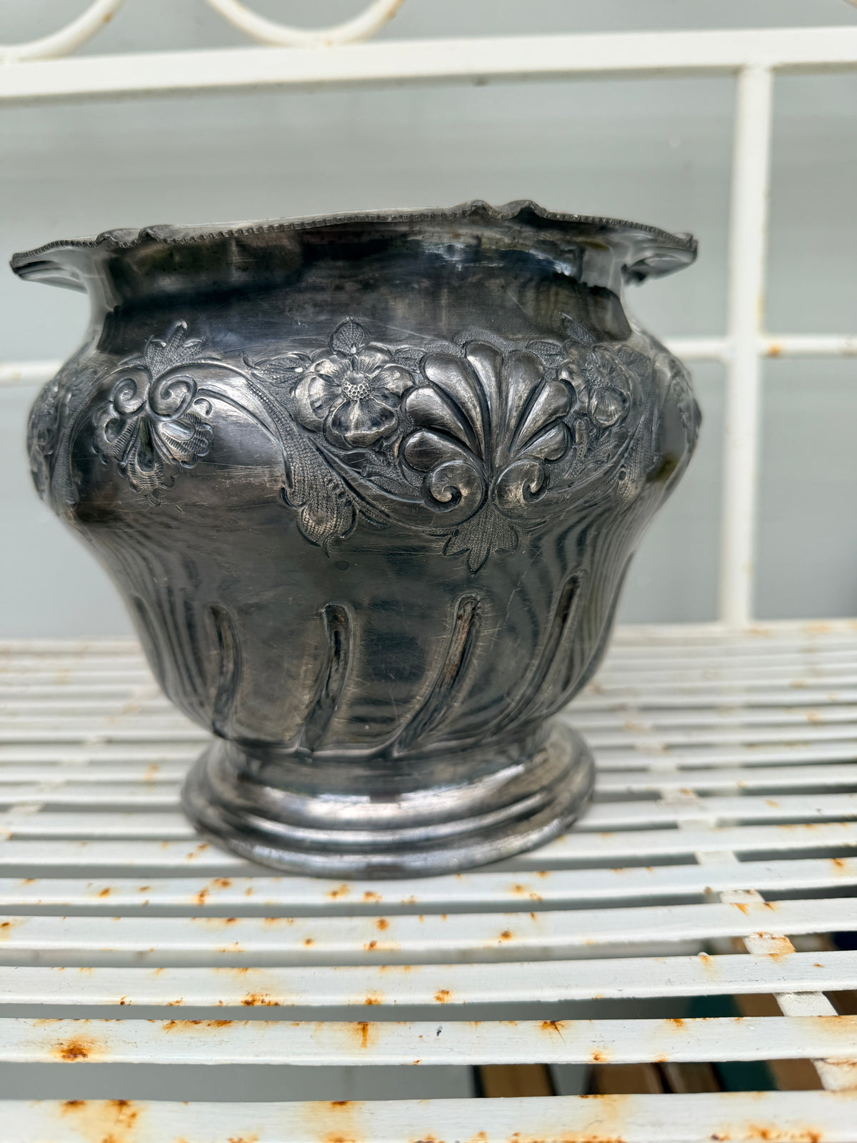 Silverware Planter Pot with floral design