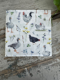 Poultry Napkin for Decoupage
