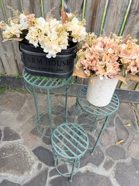 Antique Green set of 3 Round tables nest of tables metal