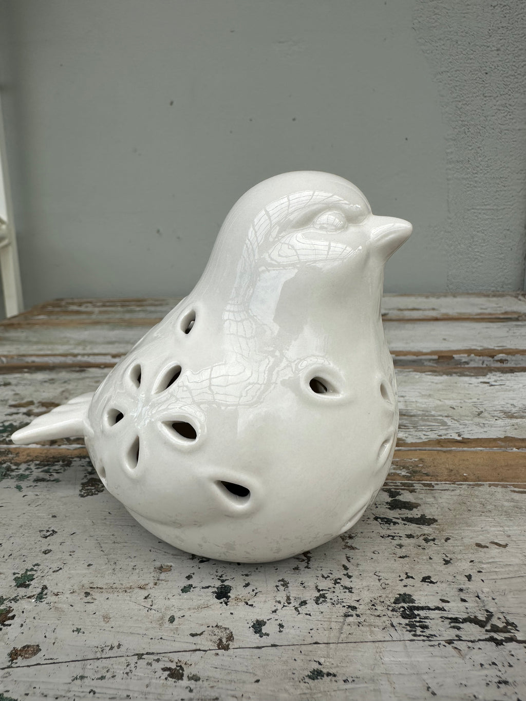 Ceramic Bird White with delicate hole design