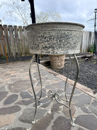 Antique Iron Standing Planter Cream