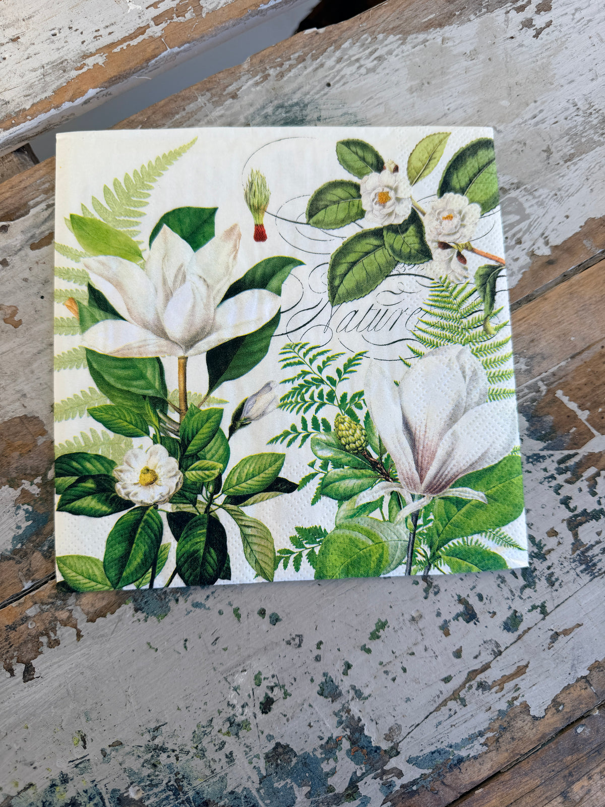 White Magnolia Napkin for Decoupage