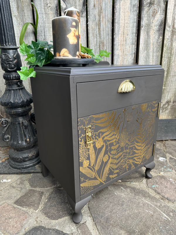 Midnight Brew Bedside table with Gold