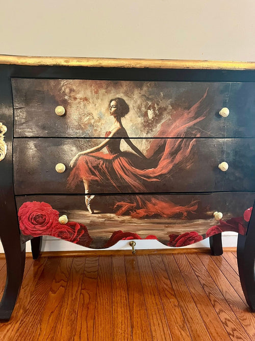 Camilla Dancer in Red Mulberry Decoupage Paper