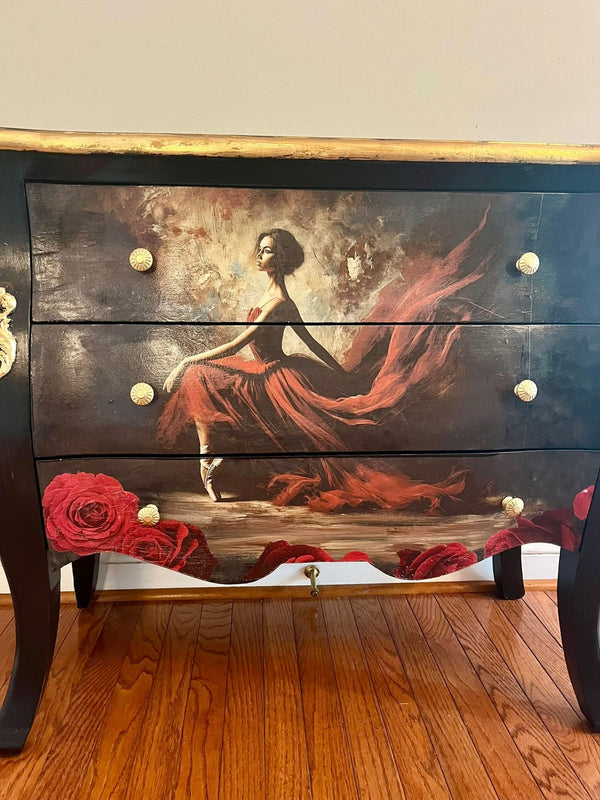 Camilla Dancer in Red Mulberry Decoupage Paper
