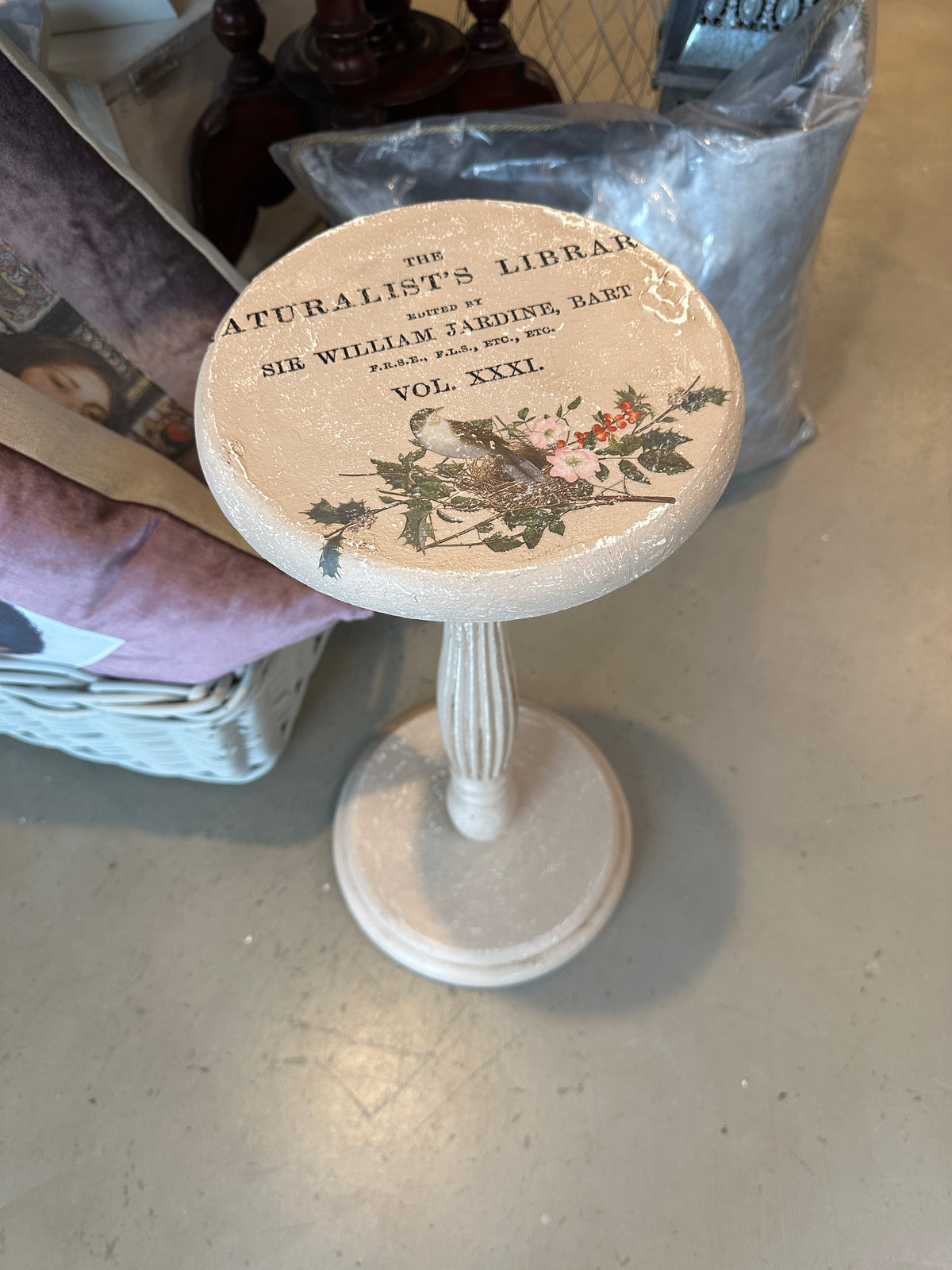 Bird in Nest shabby chic side table or stand