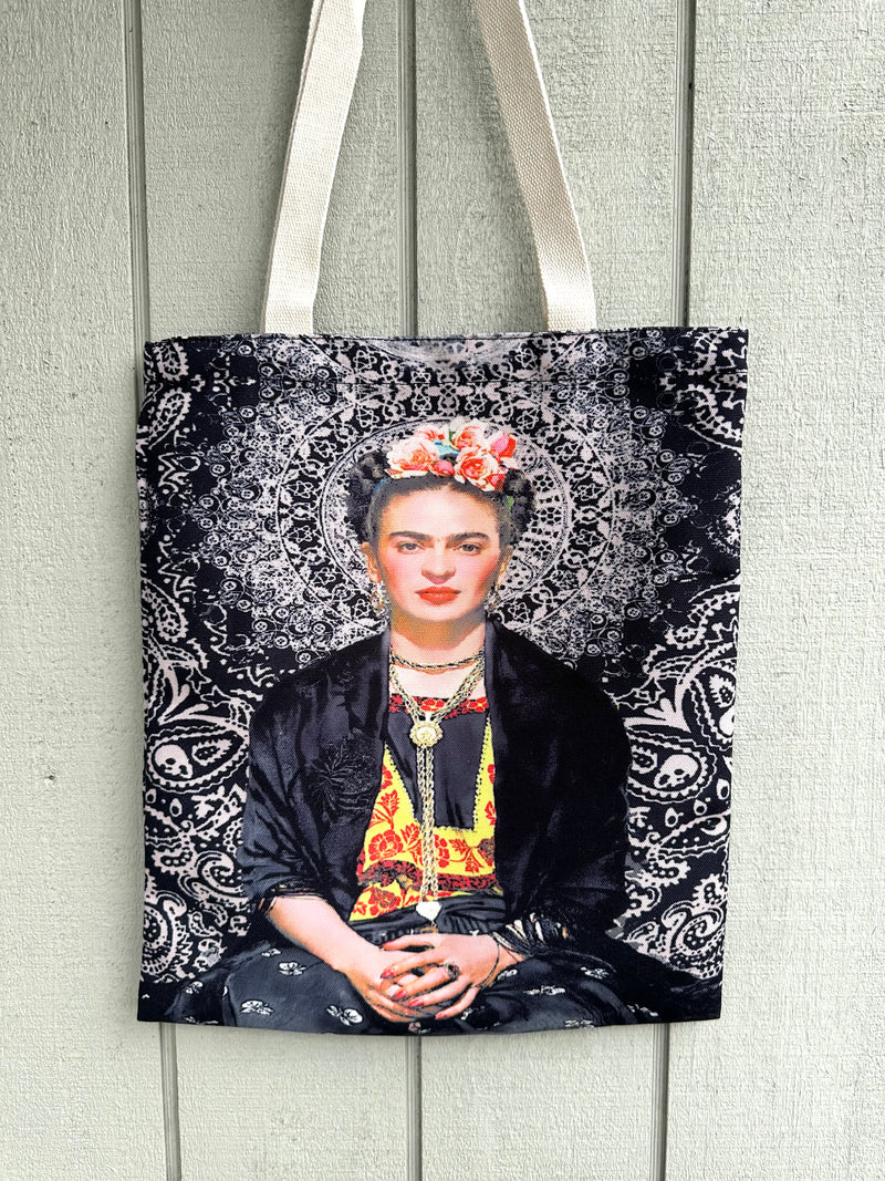 Frida Tote Bag Black Mandala Filigree I The Villa Collection