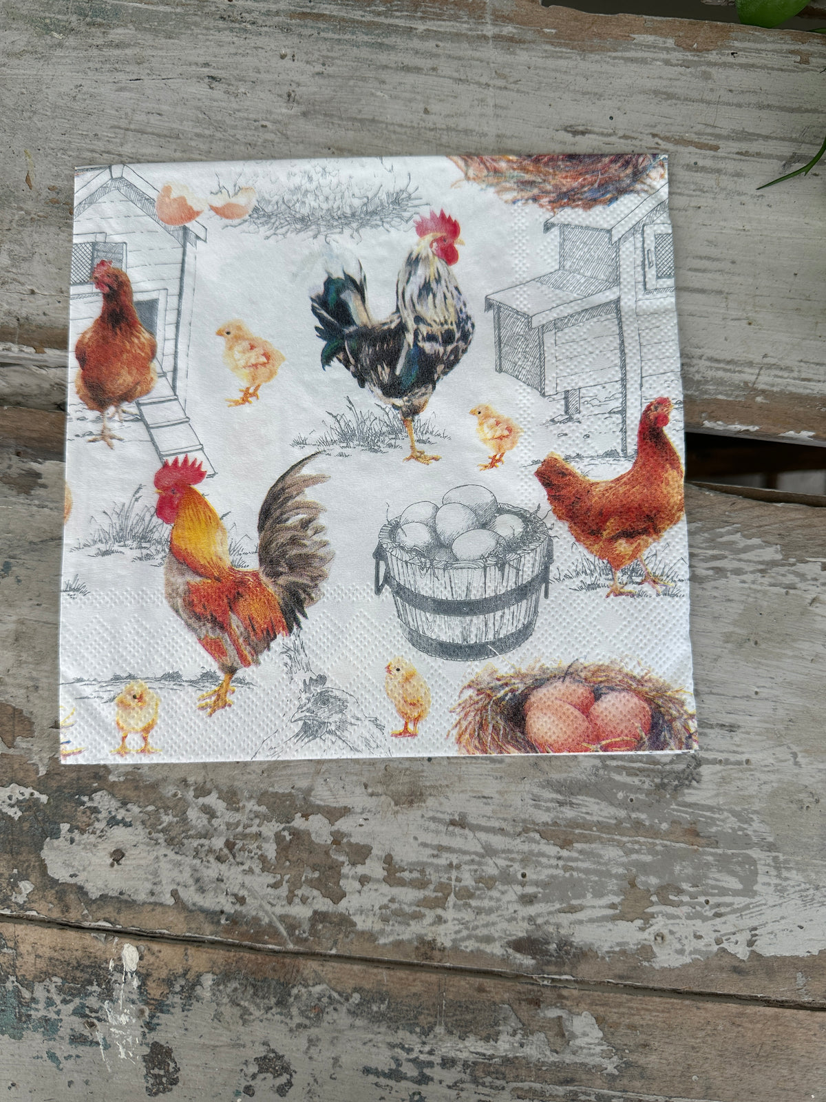 Chicken Farm Napkin for Decoupage