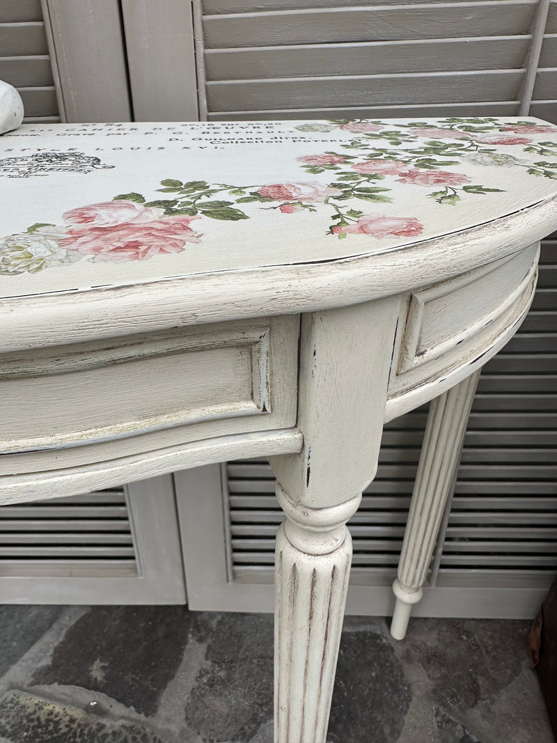 Peony & Roses Demi Lune Table