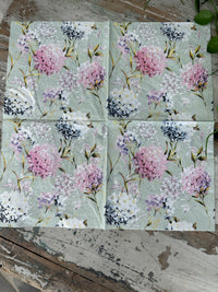 Mint Hydrangea Napkin for Decoupage