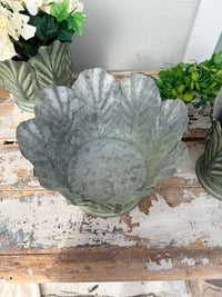  galvanised metal leaf planters 