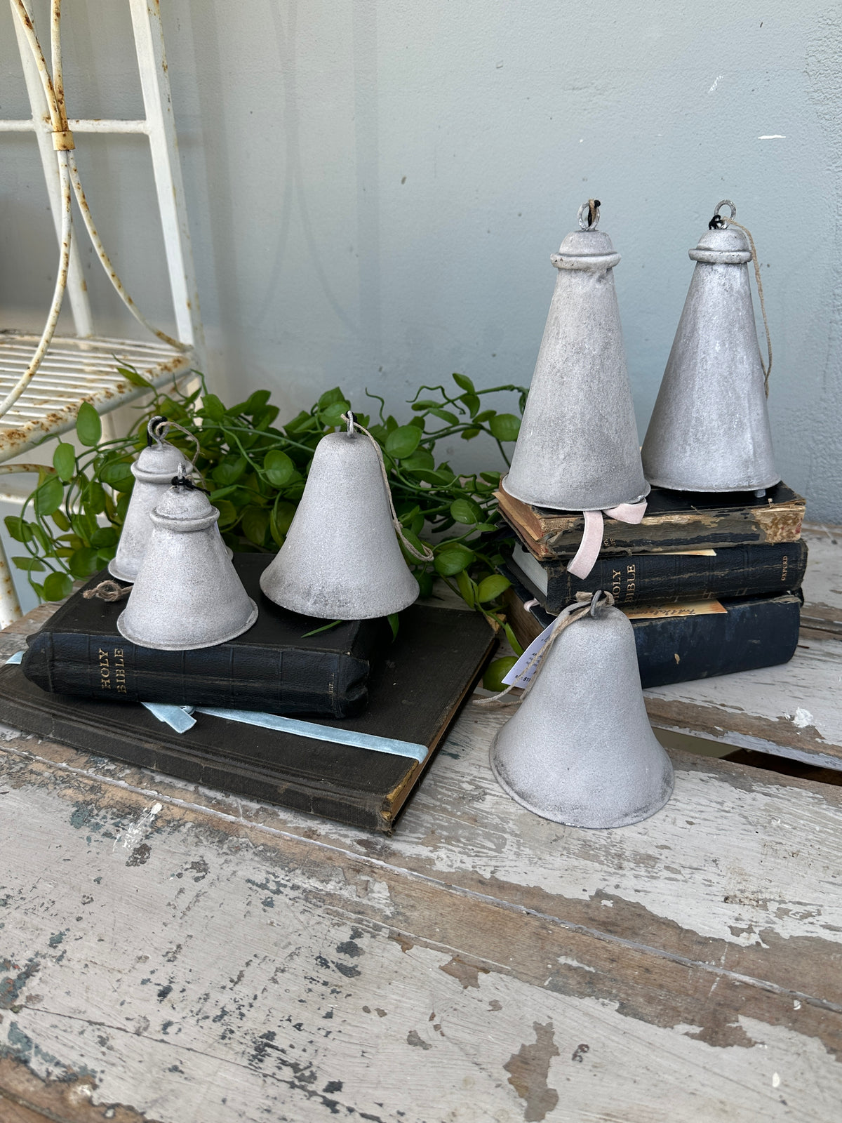 French Country Ash Grey Hanging Bell 3 sizes