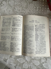 Harrups Pocket French & English Dictionary Vintage Book red