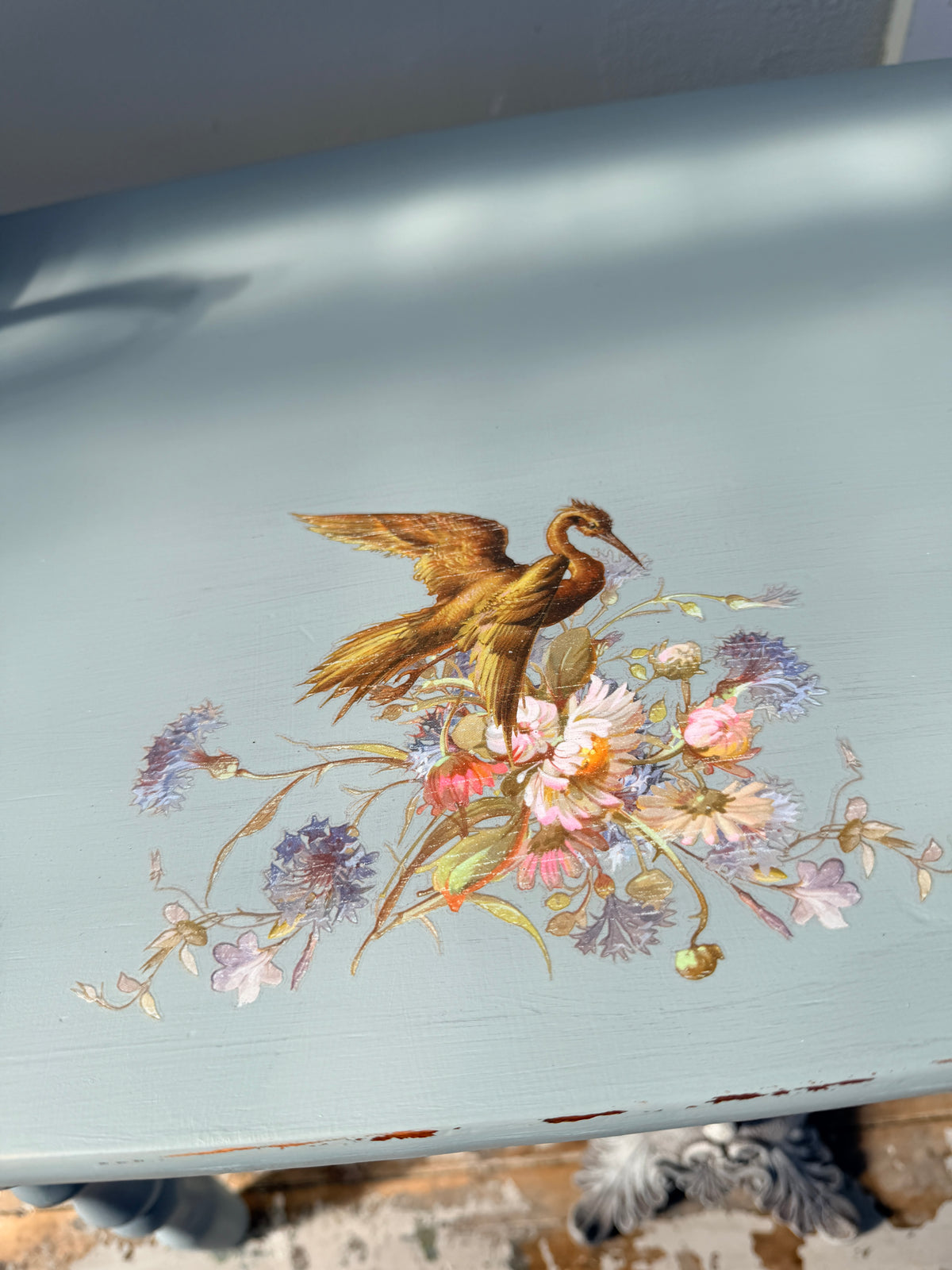 Paisley painted small wooden table