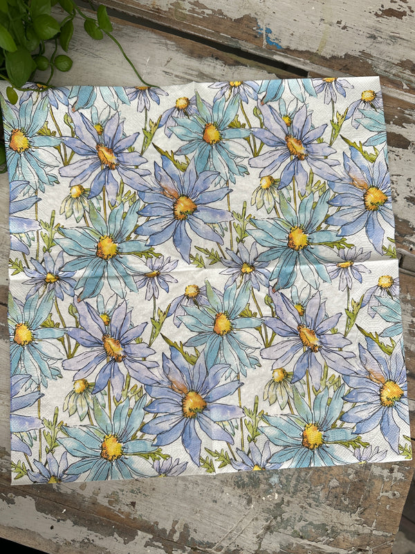 Blue Margerites Napkin for Decoupage