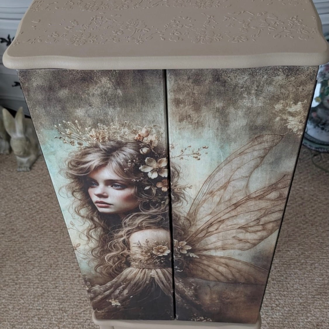 Decorative cabinet with fairy design Adeline Mulberry Decoupage Paper fairy 